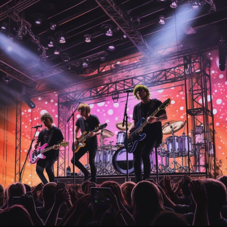 5sos on stage performing illustration