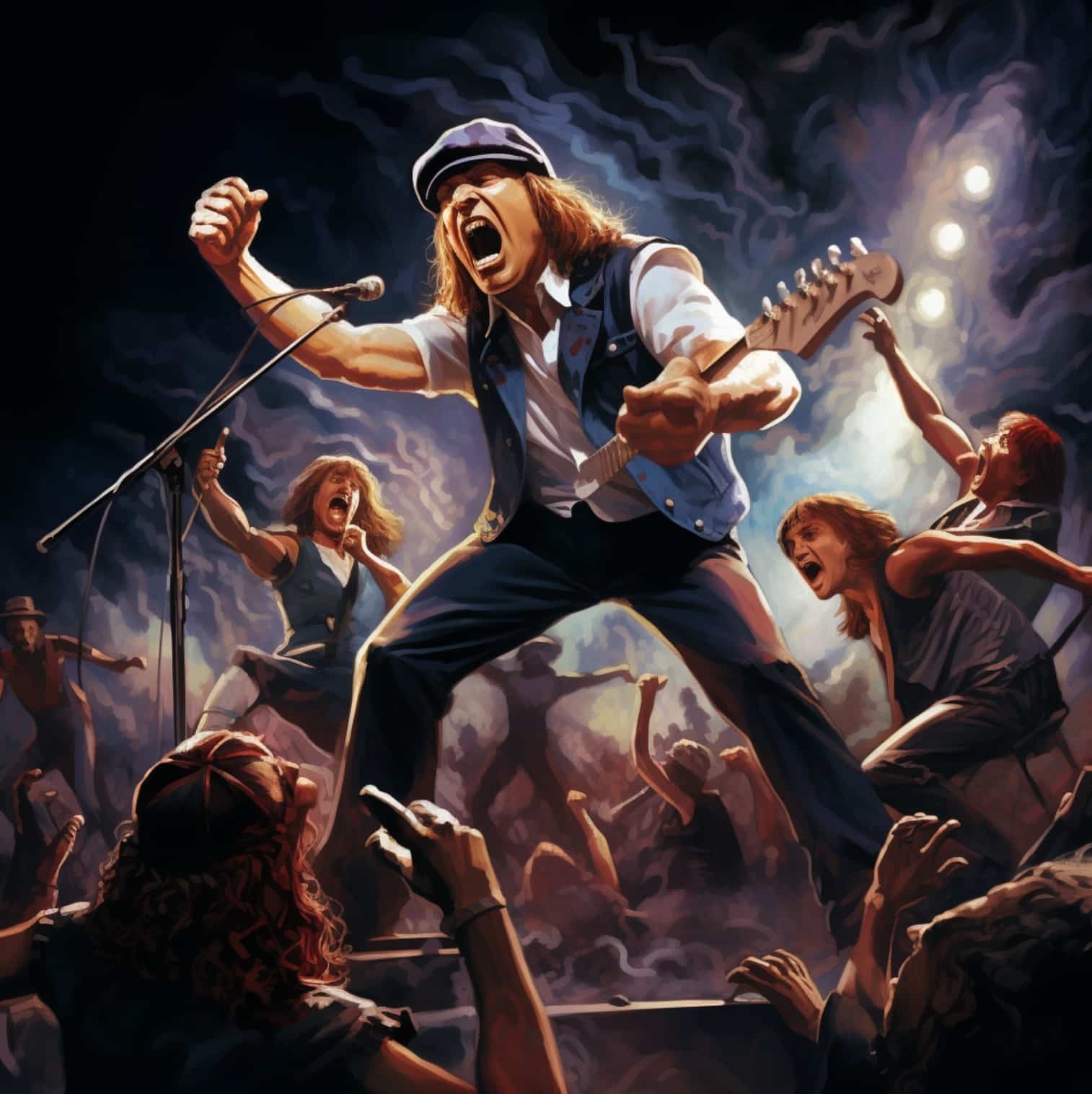 AC/DC performance 1990 illustration